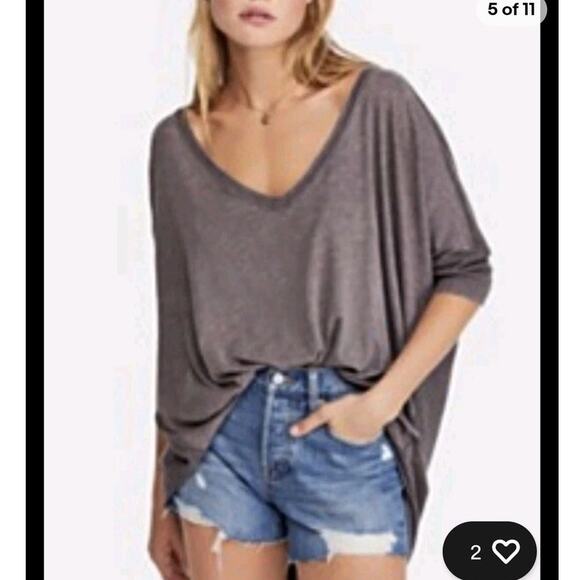 Free the People Catch the waves tunic tee gray size Large - Picture 9 of 11